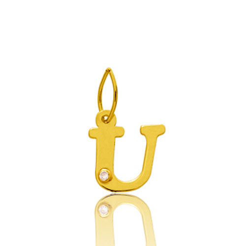 Pendentif or Jaune et diamant 0,01ct Initiale U