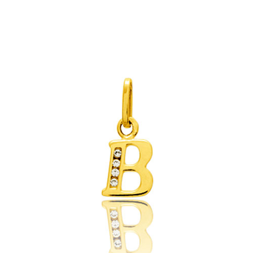 Pendentif or Jaune et Oxyde de Zirconium Initiale B