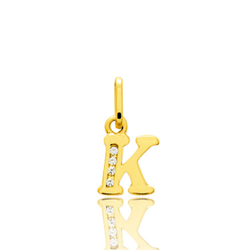 Pendentif or Jaune et Oxyde de Zirconium Initiale K