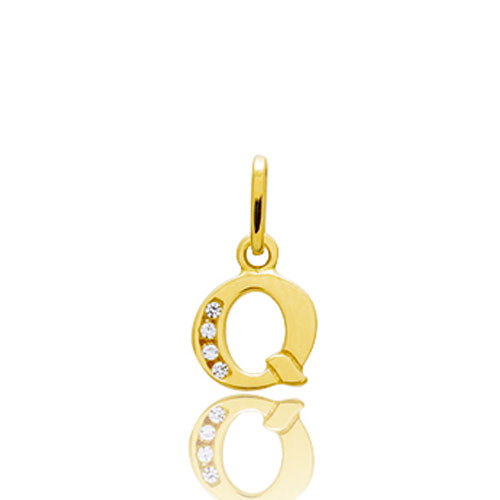Pendentif or Jaune et Oxyde de Zirconium Initiale Q