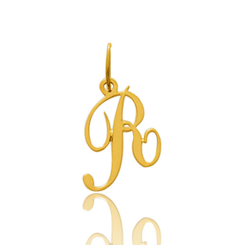 Pendentif or Jaune Initiale R