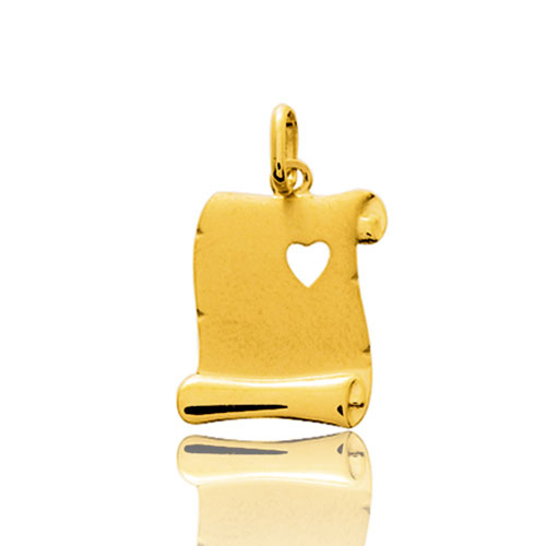 Pendentif or jaune parchemin avec c�ur 