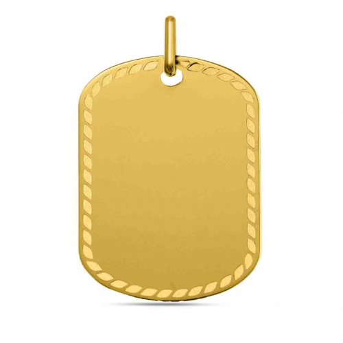 Pendentif or jaune plaque forme tonneau