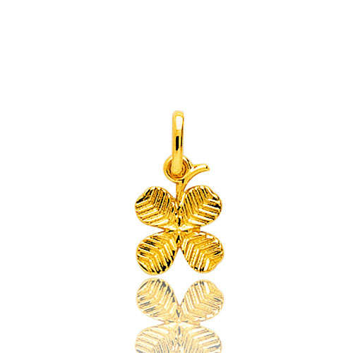 Pendentif or jaune trfle  quatre feuilles