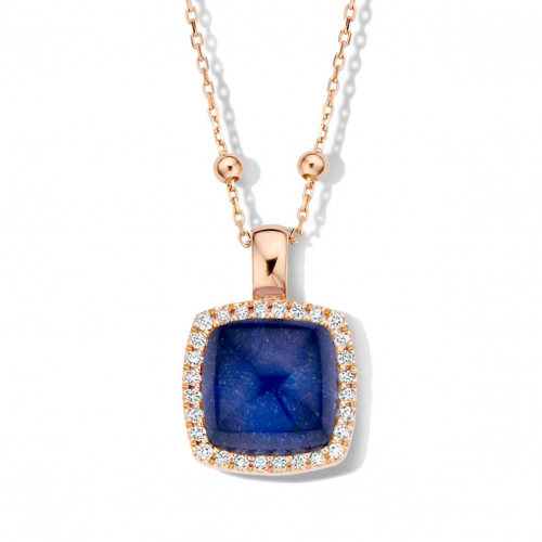 Pendentif Pantelleria cristal de roche sur sodalite et diamants One More