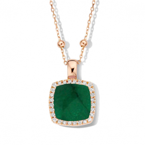 Pendentif quartz et mraude sur nacre et diamants One More