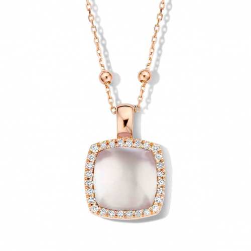 Pendentif topaze blanche sur nacre et diamants One More