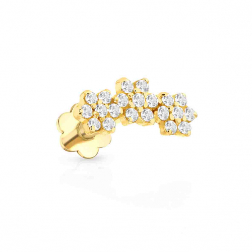 Piercing Labret 3 fleurs - Oxyde de Zirconium - 