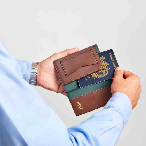 Pochette de passeport Wolf 1834 - Signature - Marron