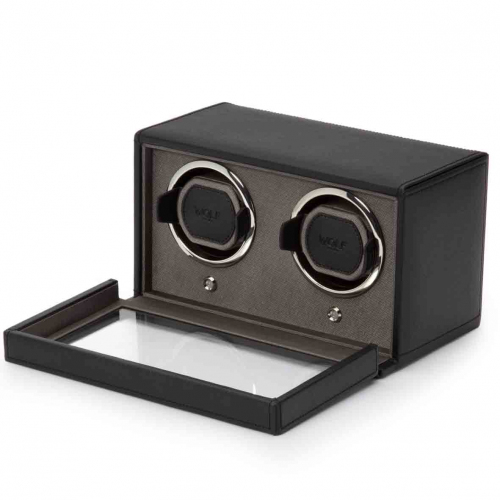 Remontoir Montre Wolf 1834 - Cub Double Watch Winder with Cover - Noir