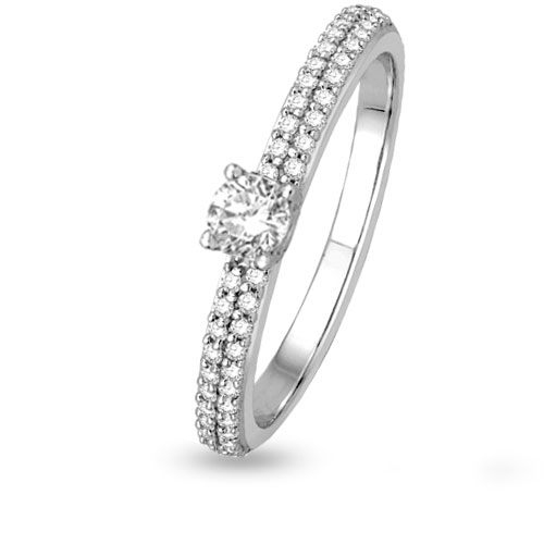 Solitaire diamant or blanc 0.57 ct